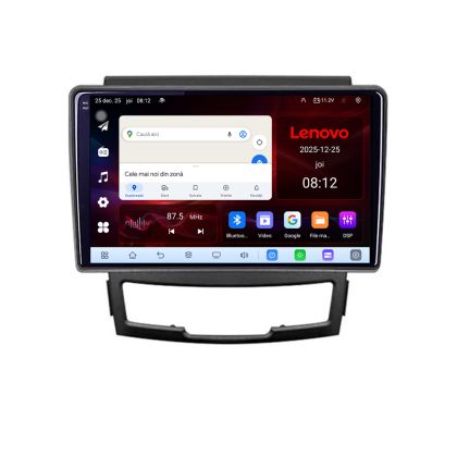 Navigatie Ssangyong Korando 2011-2013 Lenovo Kit-159 8 Core 2.2 Ghz 8+128 Qled Incell 1K Android 360 Carplay DSP AHD 1080P ADAS 4G Wifi 5Ghz Bluetooth PRO