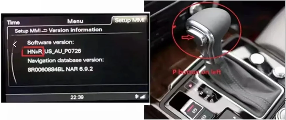 Audi A6/A7 C7 MMI 3G — ecran versiune și selector