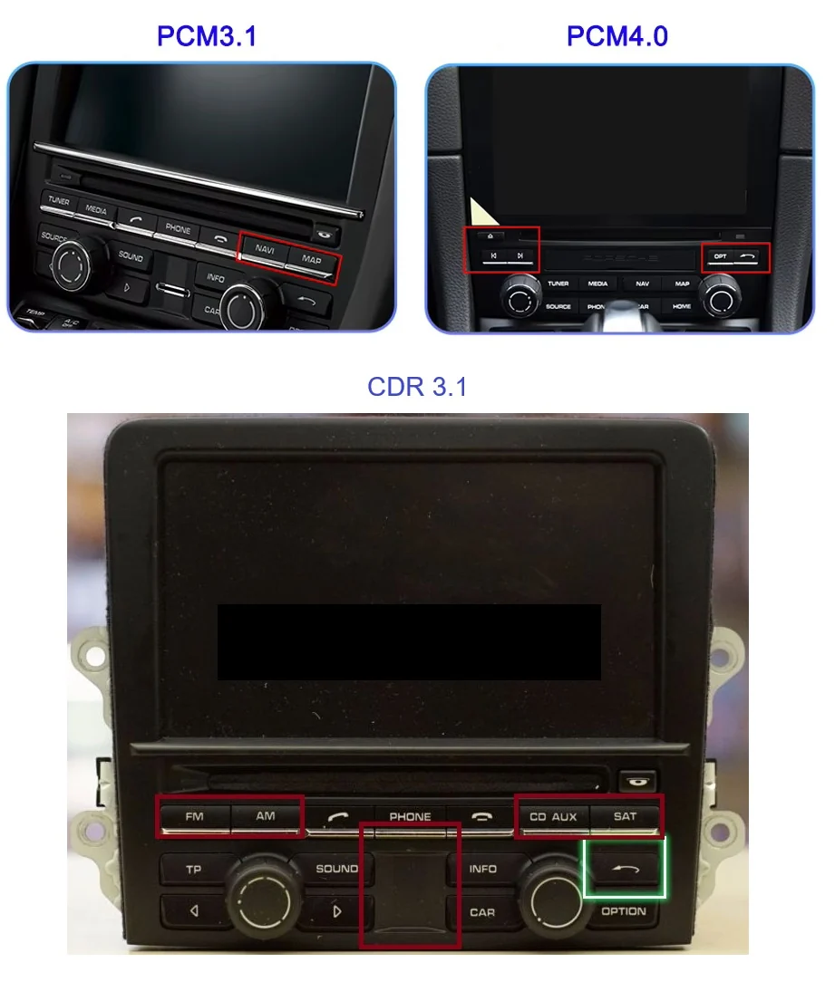 Identificare sisteme Porsche: PCM 3.1 / PCM 4.0 / CDR 3.1
