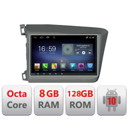 Navigatie dedicata Honda Civic 2012-2015 F-132 Octa Core cu Android Radio Bluetooth Internet GPS WIFI DSP 8+128GB 4G