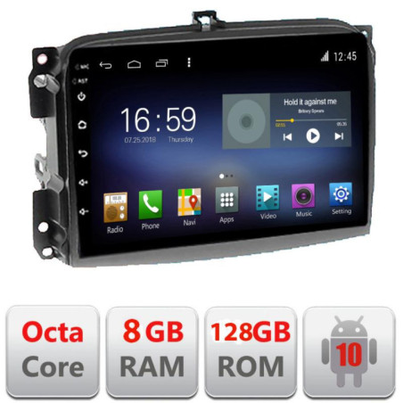 Navigatie dedicata Fiat 500L 2012-2017 F-500L Octa Core cu Android Radio Bluetooth Internet GPS WIFI DSP 8+128GB 4G