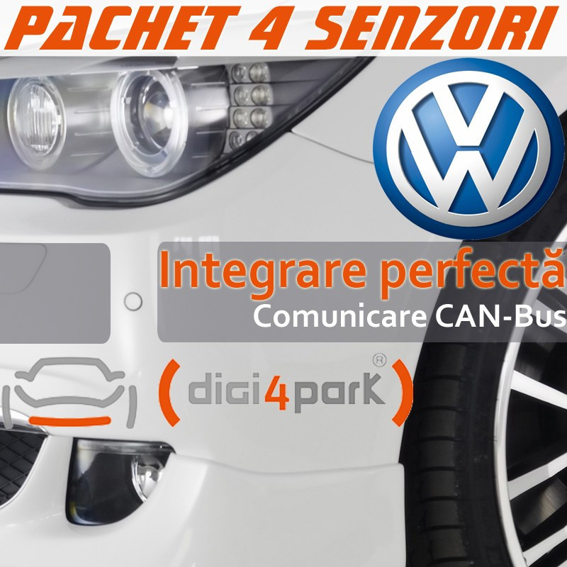 Pachet 4 senzori spate parcare Digi4park gama VW(CAN-Bus+Vizual)