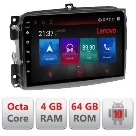 Navigatie dedicata Fiat 500L 2012-2017 E-500L Octa Core cu Android Radio Bluetooth Internet GPS WIFI DSP 4+64GB 4G