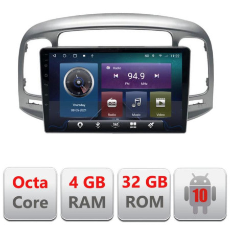 Navigatie dedicata Hyundai Accent 2006-2012 C-Accent Octa Core cu Android Radio Bluetooth Internet GPS WIFI 4+32GB