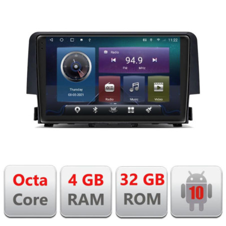 Navigatie dedicata Honda Civic 2016-2020 C-669 Octa Core cu Android Radio Bluetooth Internet GPS WIFI 4+32GB