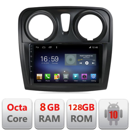 Navigatie dedicata Dacia Sandero Logan 2012-2020 F-sandero Octa Core cu Android Radio Bluetooth Internet GPS WIFI DSP 8+128GB 4
