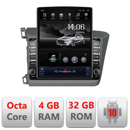 Navigatie dedicata Honda Civic Sedan G-132 ecran tip TESLA 9.7" cu Android Radio Bluetooth Internet GPS WIFI 4+32GB DSP 4G Octa