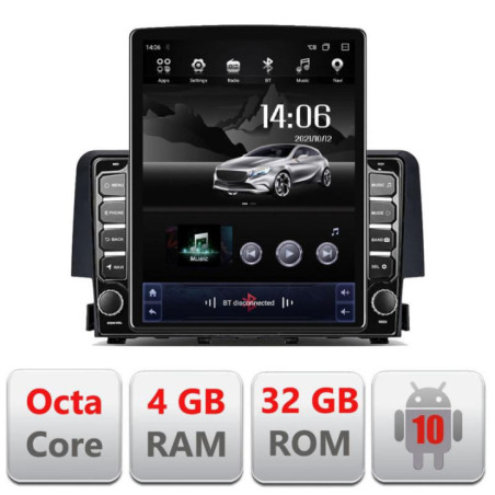 Navigatie dedicata Honda Civic 2016-2020 G-669 ecran tip TESLA 9.7" cu Android Radio Bluetooth Internet GPS WIFI 4+32GB DSP 4G