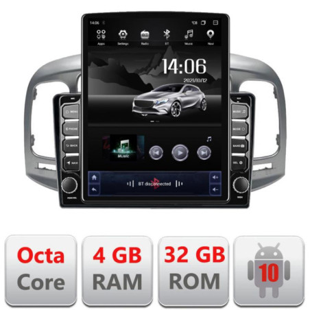 Navigatie dedicata Hyundai Accent 2006-2012 G-Accent ecran tip TESLA 9.7" cu Android Radio Bluetooth Internet GPS WIFI 4+32GB D