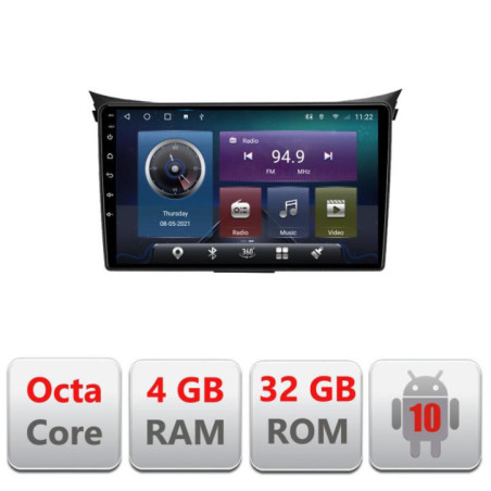 Navigatie dedicata Hyundai I30 2011-2016 Octa Core cu Android Radio Bluetooth Internet GPS WIFI 4+32GB 4+32 Kit-i30-2011+EDT-E4