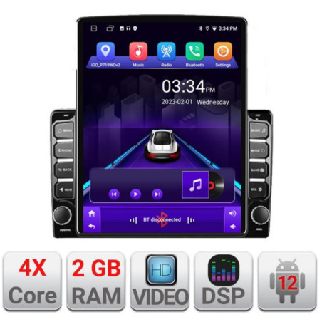 Navigatie dedicata Peugeot 307 K-307 ecran tip TESLA 9.7" cu Android Radio Bluetooth Internet GPS WIFI 2+32 DSP Quad Core