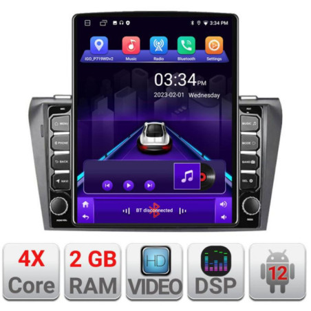 Navigatie dedicata Mazda 3 2004-2009 K-161 ecran tip TESLA 9.7" cu Android Radio Bluetooth Internet GPS WIFI 2+32 DSP Quad Core