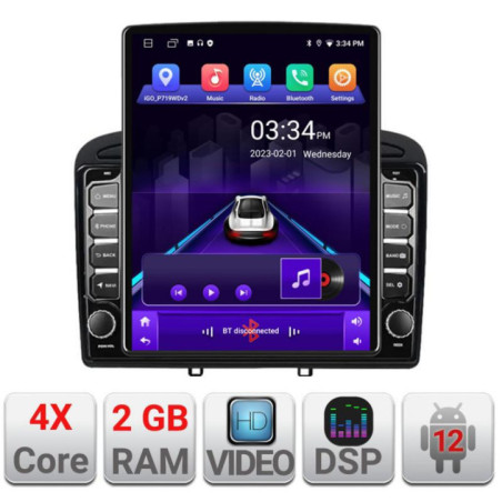 Navigatie dedicata Peugeot 308  K-038 ecran tip TESLA 9.7" cu Android Radio Bluetooth Internet GPS WIFI 2+32 DSP Quad Core