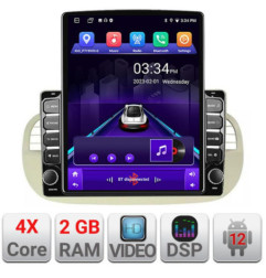 Navigatie dedicata Fiat 500 2007-2015 ecran tip TESLA 9.7" cu Android Radio Bluetooth Internet GPS WIFI 2+32 DSP Quad Core