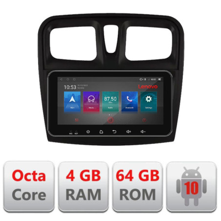Navigatie dedicata Dacia Sandero 2012-2020 var B  Android radio gps internet 4+64 Lenovo ecran 10.33"