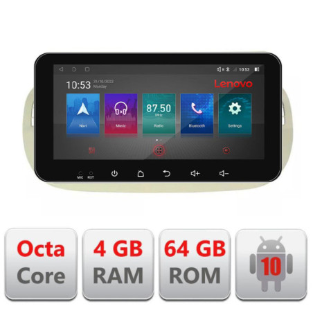 Navigatie dedicata Fiat 500 intre anii 2007-2015 Android radio gps internet 4+64 Lenovo ecran 10.33"