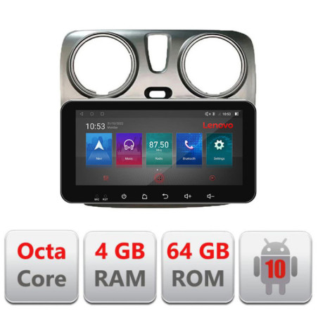 I-dokker Navigatie dedicata Dacia Dokker Android radio bluetooth internet octa core 4+64 Lenovo ecran 10.33"
