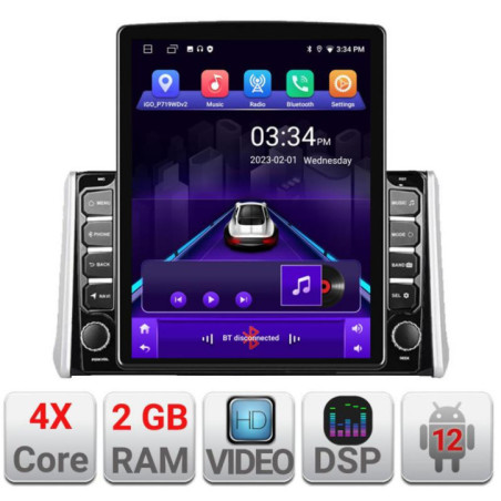 Navigatie dedicata Toyota Rav4 2018- K-RAV4 ecran tip TESLA 9.7" cu Android Radio Bluetooth Internet GPS WIFI 2+32 DSP Quad Cor