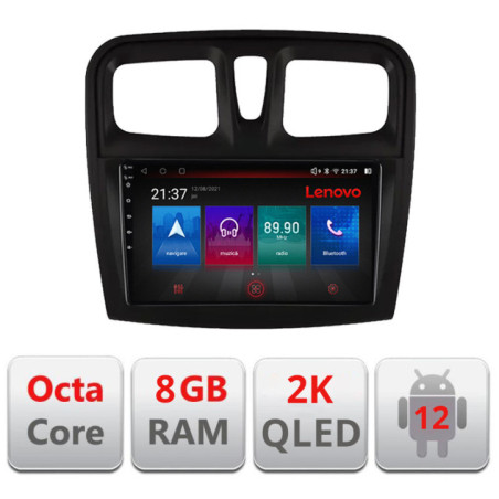 Navigatie dedicata Dacia Sandero 2012-2020 var B  Octa Core Android Radio Bluetooth GPS WIFI/4G DSP LENOVO 2K 8+128GB 360 Tosli