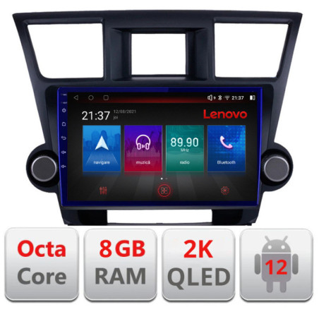 Navigatie dedicata Toyota Highlander 2007-2013 Octa Core Android Radio Bluetooth GPS WIFI/4G DSP LENOVO 2K 8+128GB 360 Toslink
