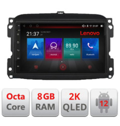Navigatie dedicata Fiat 500 2015-2021 Octa Core Android Radio Bluetooth GPS WIFI/4G DSP LENOVO 2K 8+128GB 360 Toslink
