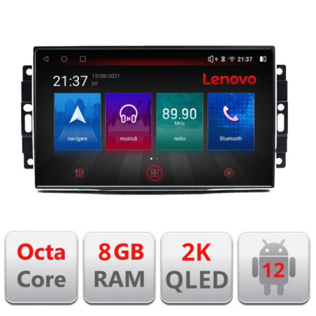 Navigatie dedicata Chrysler Jeep M-202 Octa Core Android Radio Bluetooth GPS WIFI/4G DSP LENOVO 2K 8+128GB 360 Toslink