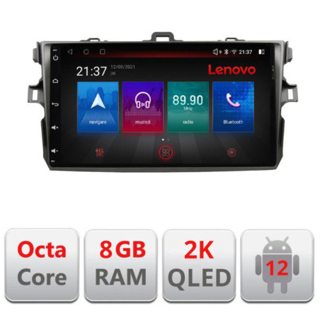 Navigatie dedicata Toyota Corolla 2007-2013 M-063 Octa Core Android Radio Bluetooth GPS WIFI/4G DSP LENOVO 2K 8+128GB 360 Tosli