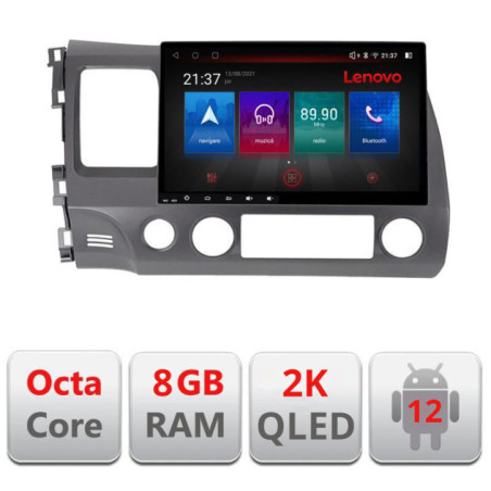 Navigatie dedicata Honda Civic 2005-2011 M-044 Octa Core Android Radio Bluetooth GPS WIFI/4G DSP LENOVO 2K 8+128GB 360 Toslink