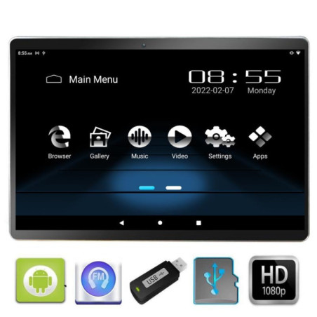 Edotec Travelmate 10 A2 Tetiera cu Android 10" USB SD 1080p internet Touchscreen
