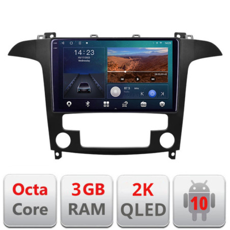Navigatie dedicata Ford S-Max 2008-2012 B-003  Android Ecran 2K QLED octa core 3+32 carplay android auto KIT-003+EDT-E309V3-2K