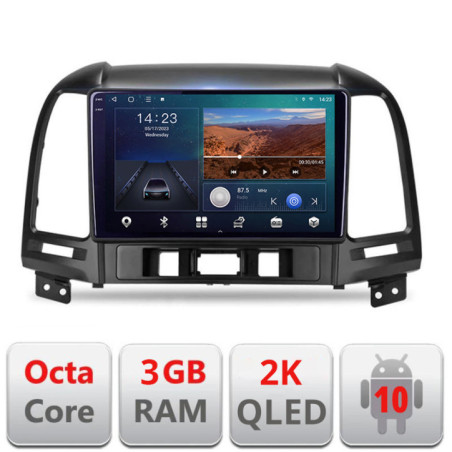 Navigatie dedicata Hyundai Santa Fe B-008  Android Ecran 2K QLED octa core 3+32 carplay android auto KIT-008+EDT-E309V3-2K