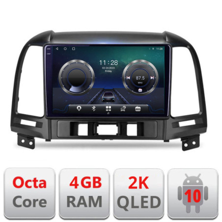 Navigatie dedicata Hyundai Santa Fe 2007-2012 C-008 Android Octa Core Ecran 2K QLED GPS  4G 4+32GB 360 KIT-008+EDT-E409-2K
