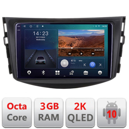 Navigatie dedicata Toyota RAV4 B-018  Android Ecran 2K QLED octa core 3+32 carplay android auto KIT-018+EDT-E309V3-2K