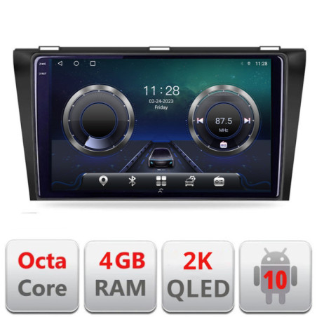 Navigatie dedicata Mazda 3 2009-2014 C-034 Android Octa Core Ecran 2K QLED GPS  4G 4+32GB 360 KIT-034+EDT-E409-2K