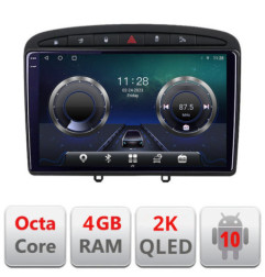 Navigatie dedicata Peugeot 308  C-038 Android Octa Core Ecran 2K QLED GPS  4G 4+32GB 360 KIT-038+EDT-E409-2K