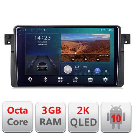 Navigatie dedicata BMW Seria 3 E46 B-052  Android Ecran 2K QLED octa core 3+32 carplay android auto KIT-052+EDT-E309V3-2K