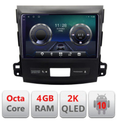 Navigatie dedicata Mitsubishi Outlander 2010 C-056 Android Octa Core Ecran 2K QLED GPS  4G 4+32GB 360 KIT-056+EDT-E409-2K