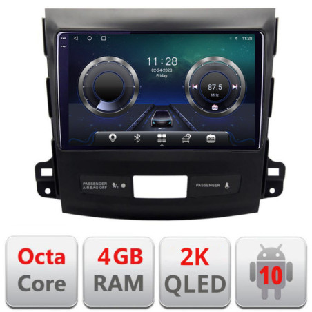 Navigatie dedicata Mitsubishi Outlander 2010 C-056 Android Octa Core Ecran 2K QLED GPS  4G 4+32GB 360 KIT-056+EDT-E409-2K