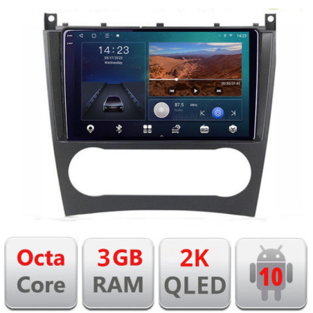 Navigatie dedicata Mercedes Clasa C W203 facelift B-093  Android Ecran 2K QLED octa core 3+32 carplay android auto KIT-093+EDT-E309V3-2K