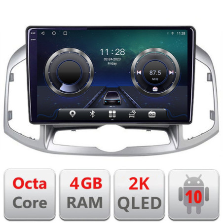 Navigatie dedicata Chevrolet Captiva 2012-2018 Manual C-109 Android Octa Core Ecran 2K QLED GPS  4G 4+32GB 360 KIT-109+EDT-E410-2K+CT20CV01+CT27AA46+CT24CV01