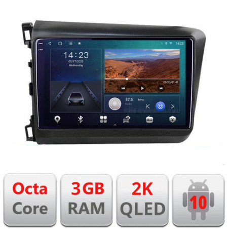 Navigatie dedicata Honda Civic 2012-2015 B-132  Android Ecran 2K QLED octa core 3+32 carplay android auto KIT-132+EDT-E309V3-2K