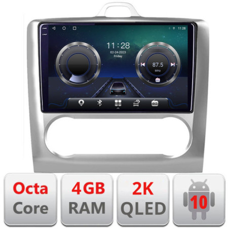 Navigatie dedicata Ford Focus clima automata C-140-automatic Android Octa Core Ecran 2K QLED GPS  4G 4+32GB 360 KIT-140-automatic+EDT-E409-2K