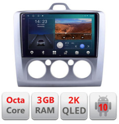 Navigatie dedicata Ford Focus 2 Manual B-140-manual  Android Ecran 2K QLED octa core 3+32 carplay android auto KIT-140-MANUAL+EDT-E309V3-2K