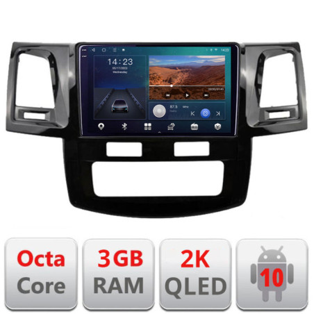 Navigatie dedicata Toyota Hilux 2008-2014 B-143  Android Ecran 2K QLED octa core 3+32 carplay android auto KIT-143+EDT-E309V3-2K