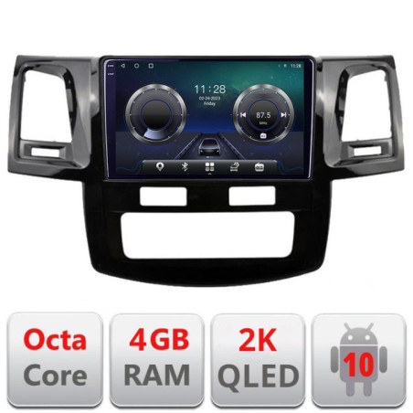 Navigatie dedicata Toyota Hilux 2008-2014 C-143 Android Octa Core Ecran 2K QLED GPS  4G 4+32GB 360 KIT-143+EDT-E409-2K
