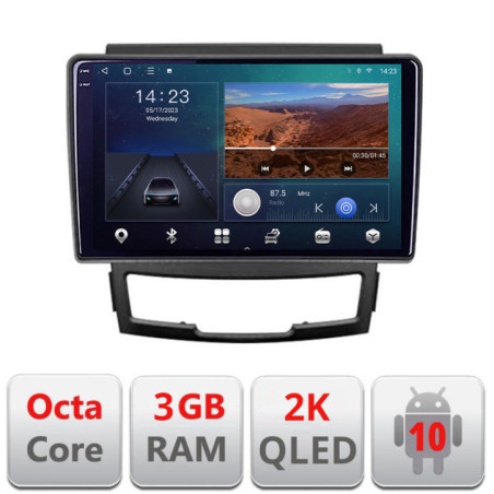 Navigatie dedicata Ssangyong Korando 2011-2013 B-159  Android Ecran 2K QLED octa core 3+32 carplay android auto KIT-159+EDT-E309V3-2K