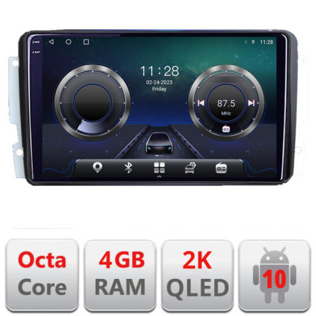 Navigatie dedicata Mercedes C 2001-2004 Vito Viano 2004-2006 C-171 Android Octa Core Ecran 2K QLED GPS  4G 4+32GB 360 KIT-171+EDT-E409-2K