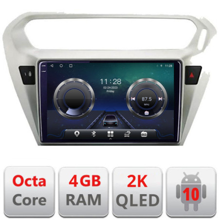 Navigatie dedicata Peugeot 301 Citroen C-Elisee C-301 Android Octa Core Ecran 2K QLED GPS  4G 4+32GB 360 KIT-301+EDT-E409-2K