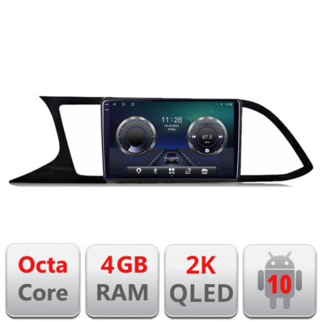 Navigatie dedicata Seat Leon MIB C-306 Android Octa Core Ecran 2K QLED GPS  4G 4+32GB 360 KIT-306+EDT-E409-2K