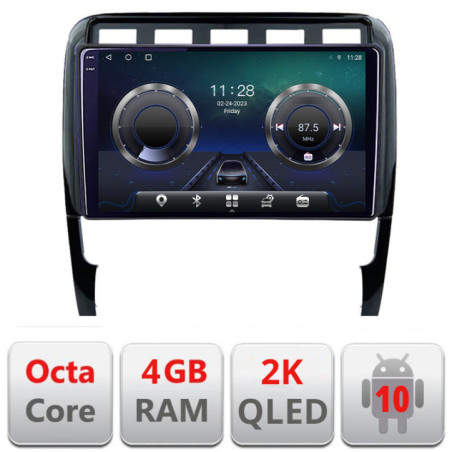 Navigatie dedicata Porsche Cayenne 2002-2011 C-443 Android Octa Core Ecran 2K QLED GPS  4G 4+32GB 360 KIT-443+EDT-E409-2K